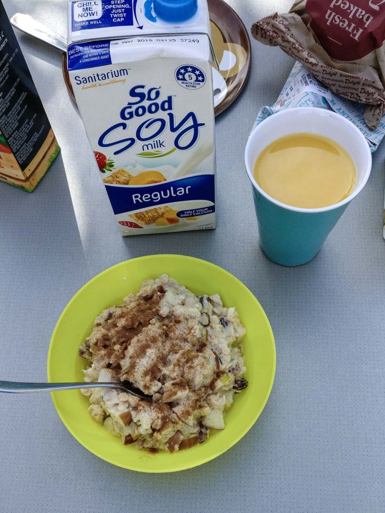 When you are travelling in a van, having a warm breakfast porridge is the best.
