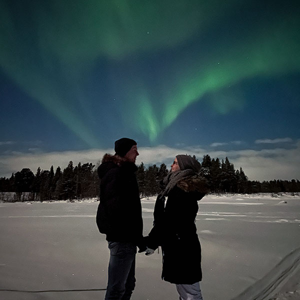 When we travelled to Finland, we were very lucky to see the northern lights. It such such a unique experience.